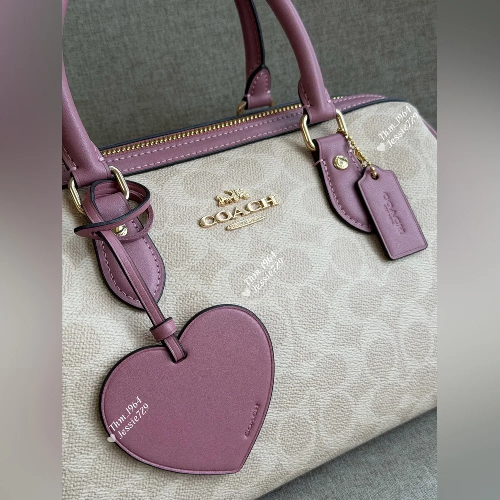 NWT！COACH Rowan Satchel Bag In Signature With Heart Charm（CDB21）fast shipping - Picture 4 of 14
